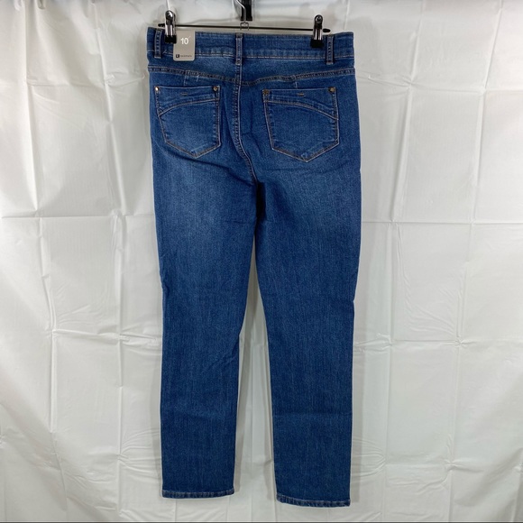 Women's Rockmans Blue Mid Wash Full Length Comfort Waist Short Jeans Size 10 - Picture 4 of 11